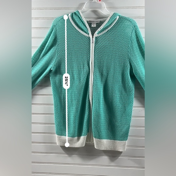 CHRISTOPHER & BANKS TEAL MESH HOODIE SIZE L - Picture 8 of 8